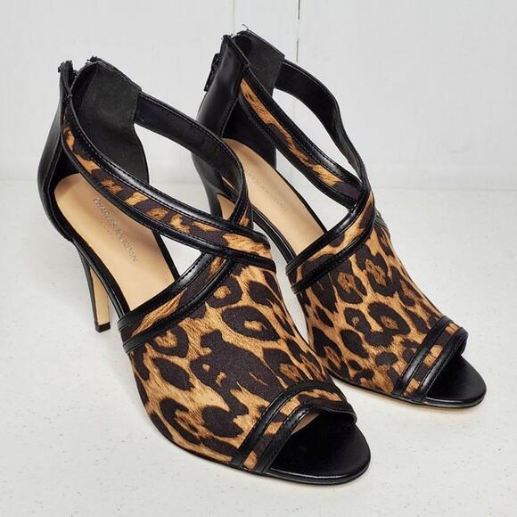Charles Jourdan Paris Amy Leopard Print Peep Toe Sandals 9.5 - Picture 10 of 10